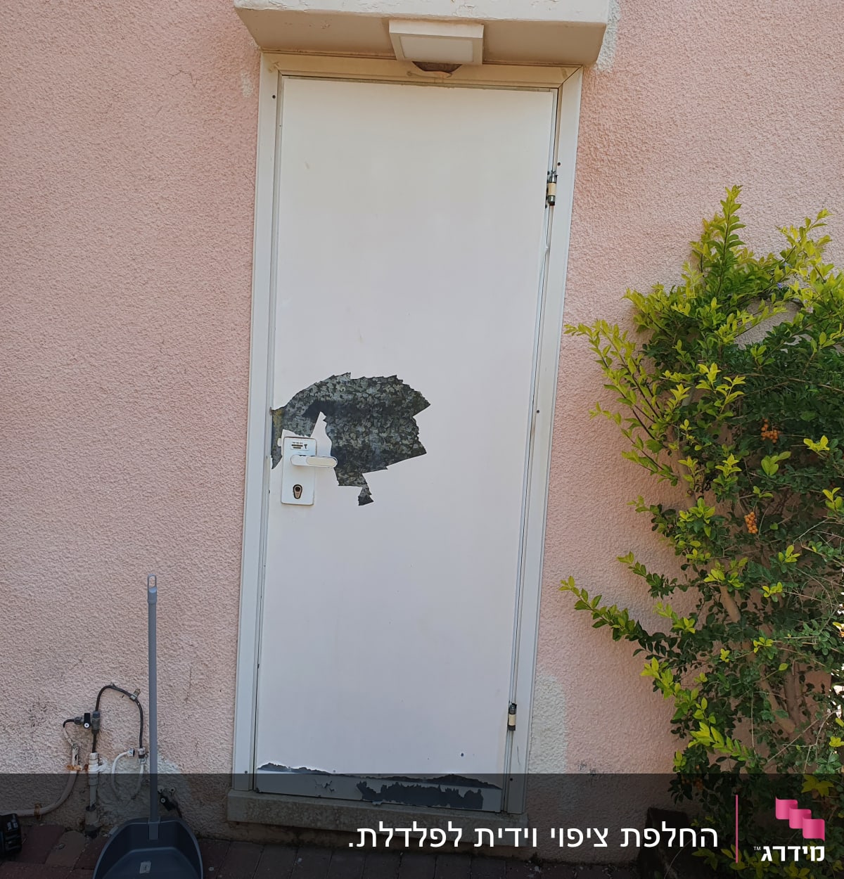 דלת עם ציפוי מתקלף וכלים לתיקון